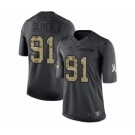 Men's Buffalo Bills #91 Ed Oliver Limited Black 2016 Salute to Service Football Jersey