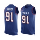 Men's Buffalo Bills #91 Ed Oliver Limited Royal Blue Player Name & Number Tank Top Football Jersey