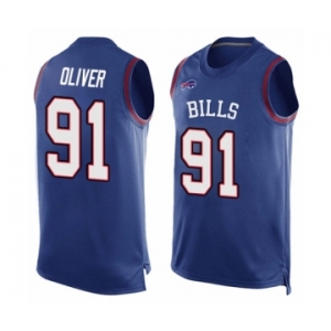 Men's Buffalo Bills #91 Ed Oliver Limited Royal Blue Player Name & Number Tank Top Football Jersey