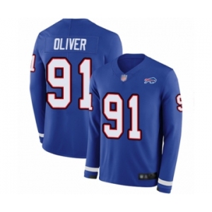 Men's Buffalo Bills #91 Ed Oliver Limited Royal Blue Therma Long Sleeve Football Jersey