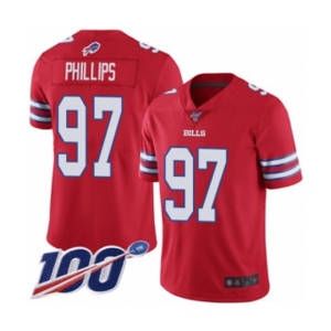 Men's Buffalo Bills #97 Jordan Phillips Limited Red Rush Vapor Untouchable 100th Season Football Jersey