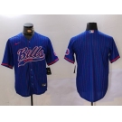 Men's Buffalo Bills Blank Blue Team Cool Base Stitched Baseball Jersey