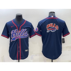 Men's Buffalo Bills Royal Team Big Logo With Patch Cool Base Stitched Baseball Jersey