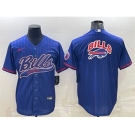 Men's Buffalo Bills Team Big Logo With Patch Cool Base Stitched Baseball Jersey