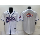 Men's Buffalo Bills White Team Big Logo With Patch Cool Base Stitched Baseball Jersey