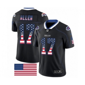 Men's Nike Buffalo Bills #17 Josh Allen Limited Black Rush USA Flag NFL Jersey