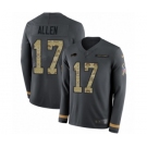 Men's Nike Buffalo Bills #17 Josh Allen Limited Black Salute to Service Therma Long Sleeve NFL Jersey