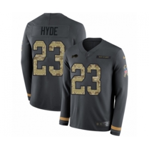 Men's Nike Buffalo Bills #23 Micah Hyde Limited Black Salute to Service Therma Long Sleeve NFL Jersey