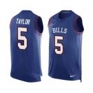 Men's Nike Buffalo Bills #5 Tyrod Taylor Limited Royal Blue Player Name & Number Tank Top NFL Jersey