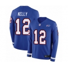 Nike Buffalo Bills #12 Jim Kelly Limited Royal Blue Therma Long Sleeve NFL Jersey