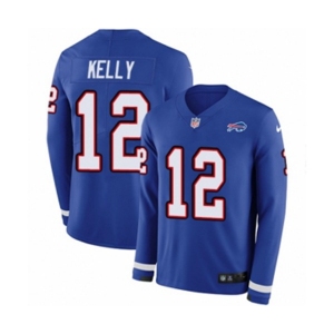 Nike Buffalo Bills #12 Jim Kelly Limited Royal Blue Therma Long Sleeve NFL Jersey