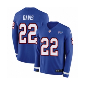 Nike Buffalo Bills #22 Vontae Davis Limited Royal Blue Therma Long Sleeve NFL Jersey