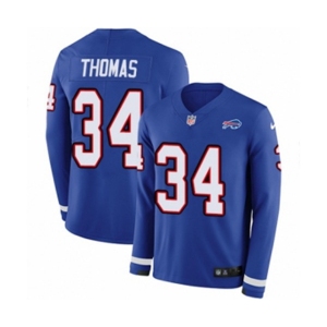 Nike Buffalo Bills #34 Thurman Thomas Limited Royal Blue Therma Long Sleeve NFL Jersey