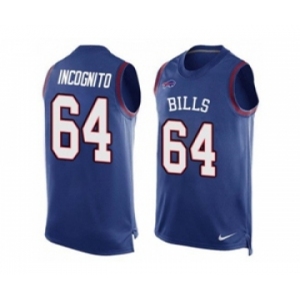 Nike Buffalo Bills #64 Richie Incognito Royal Blue Team Color Men's Stitched NFL Limited Tank Top Jersey
