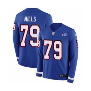 Nike Buffalo Bills #79 Jordan Mills Limited Royal Blue Therma Long Sleeve NFL Jersey