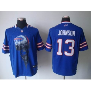 nike nfl jerseys buffalo bills #13 johnson blue[helmet tri-blend limited]