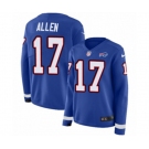 Women Nike Buffalo Bills #17 Josh Allen Limited Royal Blue Therma Long Sleeve NFL Jersey