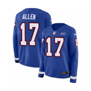 Women Nike Buffalo Bills #17 Josh Allen Limited Royal Blue Therma Long Sleeve NFL Jersey