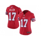 Women Nike Buffalo Bills #17 Josh Allen Red Stitched NFL Limited Rush Jersey