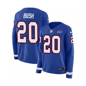 Women Nike Buffalo Bills #20 Rafael Bush Limited Royal Blue Therma Long Sleeve NFL Jersey