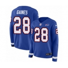 Women Nike Buffalo Bills #28 Phillip Gaines Limited Royal Blue Therma Long Sleeve NFL Jersey