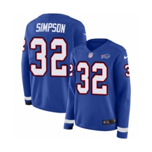 Women Nike Buffalo Bills #32 O. J. Simpson Limited Royal Blue Therma Long Sleeve NFL Jersey