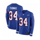 Women Nike Buffalo Bills #34 Thurman Thomas Limited Royal Blue Therma Long Sleeve NFL Jersey