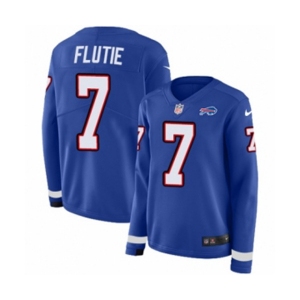 Women Nike Buffalo Bills #7 Doug Flutie Limited Royal Blue Therma Long Sleeve NFL Jersey