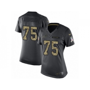 Women Nike Buffalo Bills #75 Eddie Yarbrough Limited Black 2016 Salute to Service NFL Jersey