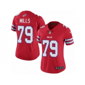 Women Nike Buffalo Bills #79 Jordan Mills Limited Red Rush Vapor Untouchable NFL Jersey