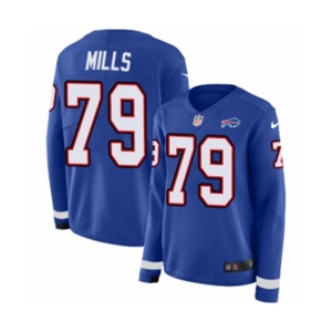 Women Nike Buffalo Bills #79 Jordan Mills Limited Royal Blue Therma Long Sleeve NFL Jersey