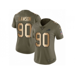 Women Nike Buffalo Bills #90 Shaq Lawson Limited Olive Gold 2017 Salute to Service NFL Jersey