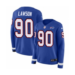 Women Nike Buffalo Bills #90 Shaq Lawson Limited Royal Blue Therma Long Sleeve NFL Jersey