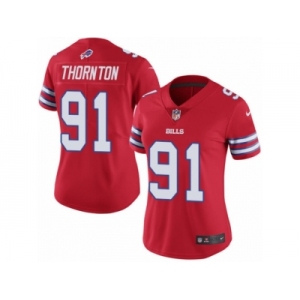 Women Nike Buffalo Bills #91 Cedric Thornton Limited Red Rush Vapor Untouchable NFL Jersey