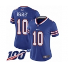 Women's Buffalo Bills #10 Cole Beasley Royal Blue Team Color Vapor Untouchable Limited Player 100th Season Football Jersey