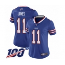 Women's Buffalo Bills #11 Zay Jones Royal Blue Team Color Vapor Untouchable Limited Player 100th Season Football Jersey