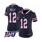 Women's Buffalo Bills #12 Jim Kelly Limited Navy Blue Inverted Legend 100th Season Football Jersey