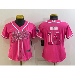 Women's Buffalo Bills #14 Stefon Diggs Pink With Patch Cool Base Stitched Baseball Jersey