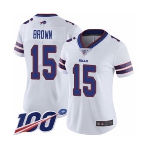 Women's Buffalo Bills #15 John Brown White Vapor Untouchable Limited Player 100th Season Football Jersey