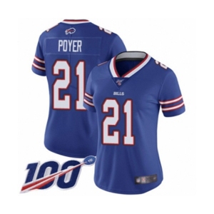 Women's Buffalo Bills #21 Jordan Poyer Royal Blue Team Color Vapor Untouchable Limited Player 100th Season Football Jersey