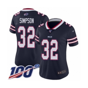 Women's Buffalo Bills #32 O. J. Simpson Limited Navy Blue Inverted Legend 100th Season Football Jersey