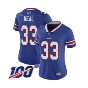 Women's Buffalo Bills #33 Siran Neal Royal Blue Team Color Vapor Untouchable Limited Player 100th Season Football Jersey