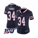 Women's Buffalo Bills #34 Thurman Thomas Limited Navy Blue Inverted Legend 100th Season Football Jersey