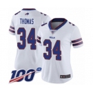 Women's Buffalo Bills #34 Thurman Thomas White Vapor Untouchable Limited Player 100th Season Football Jersey