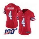 Women's Buffalo Bills #4 Stephen Hauschka Limited Red Rush Vapor Untouchable 100th Season Football Jersey