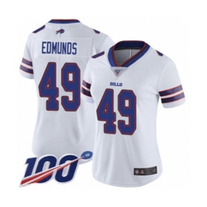 Women's Buffalo Bills #49 Tremaine Edmunds White Vapor Untouchable Limited Player 100th Season Football Jersey