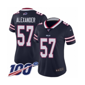 Women's Buffalo Bills #57 Lorenzo Alexander Limited Navy Blue Inverted Legend 100th Season Football Jersey