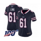 Women's Buffalo Bills #61 Spencer Long Limited Navy Blue Inverted Legend 100th Season Football Jersey