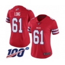 Women's Buffalo Bills #61 Spencer Long Limited Red Rush Vapor Untouchable 100th Season Football Jersey