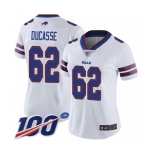 Women's Buffalo Bills #62 Vladimir Ducasse White Vapor Untouchable Limited Player 100th Season Football Jersey